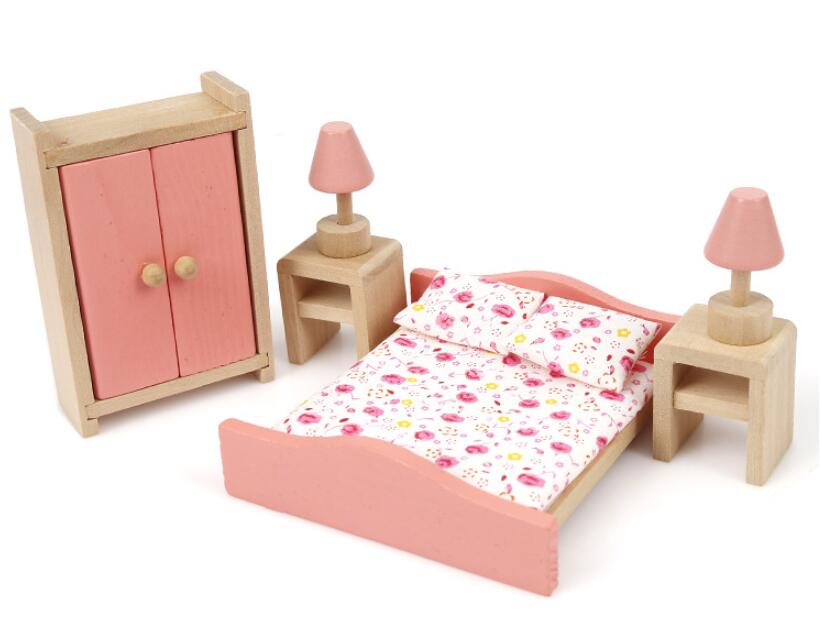 Wooden Furniture  & Doll for Doll House - Complete Set