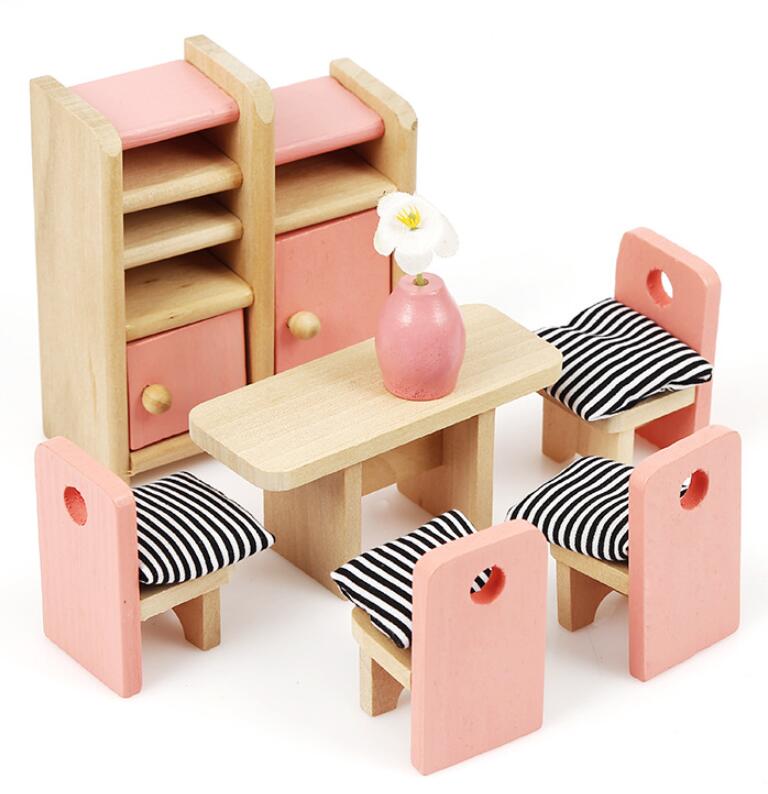 Wooden Furniture  & Doll for Doll House - Complete Set