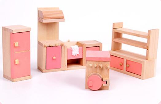 Wooden Furniture  & Doll for Doll House - Complete Set